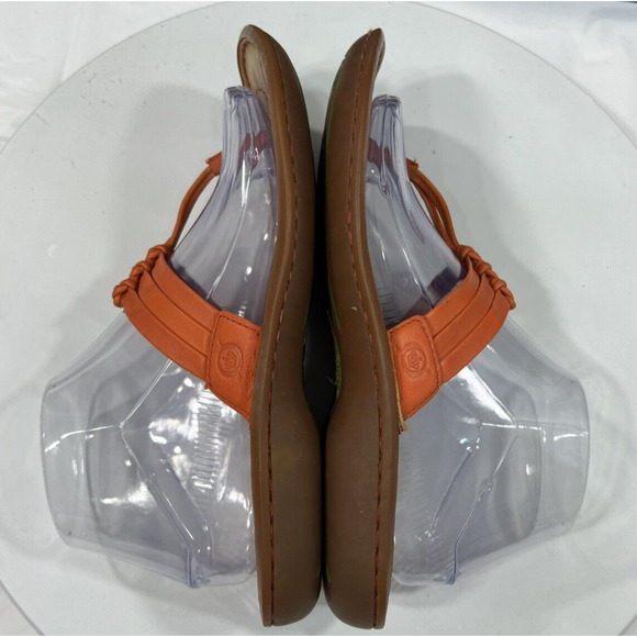 BORN Crown Leather Sandals Thongs Flat Orange Multi Strap Comfort Women’s Size 7 - Picture 10 of 16